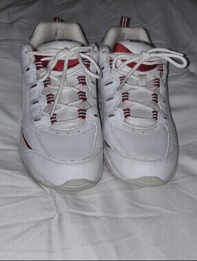 Ladies White and Navy Go Walk  Sneakers - Easy Spirit